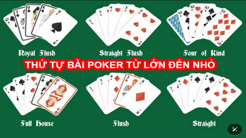 thứ tự bài Poker tại 8live